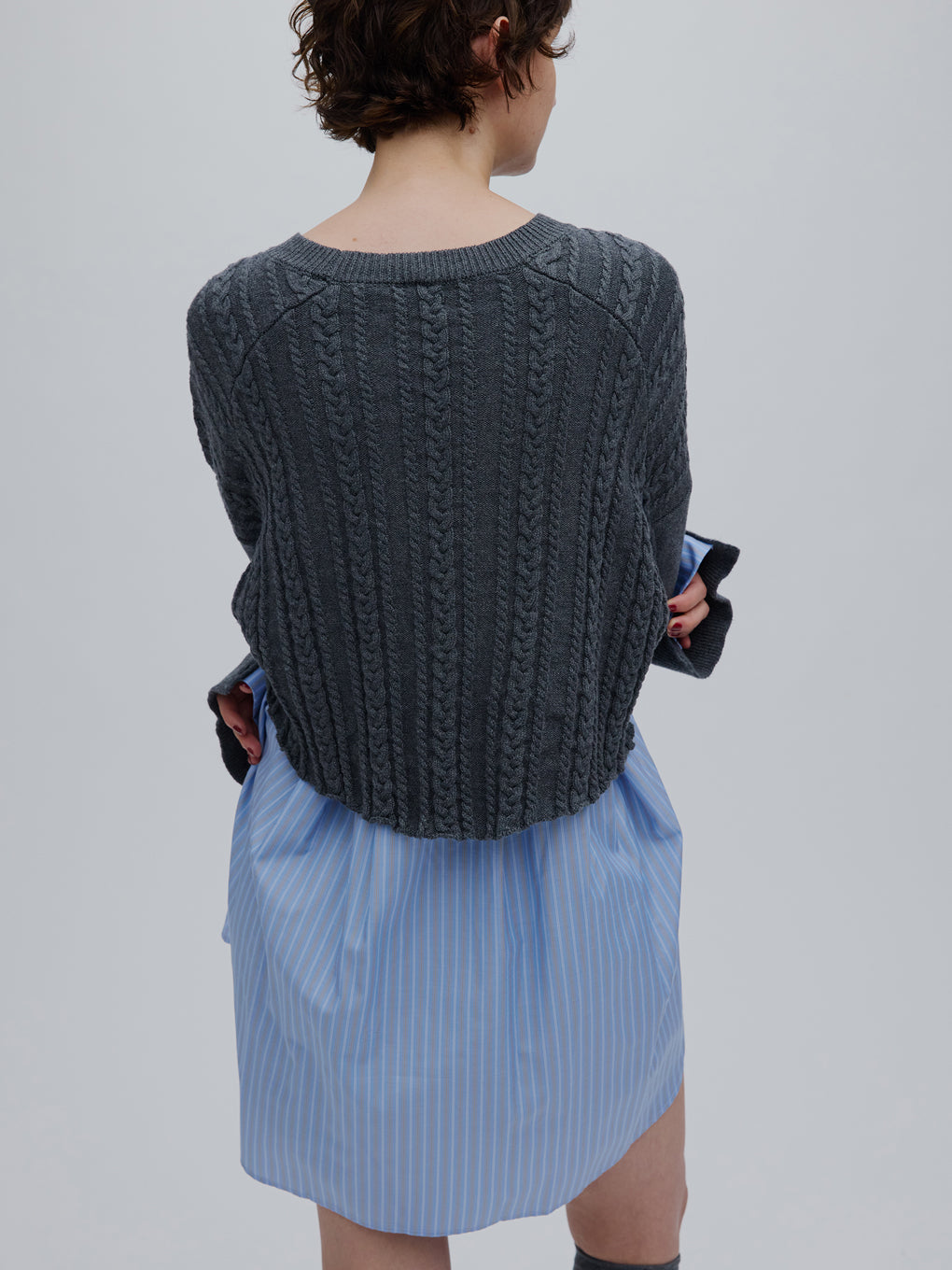 CABLE KNIT DOCKING SHIRT TOP