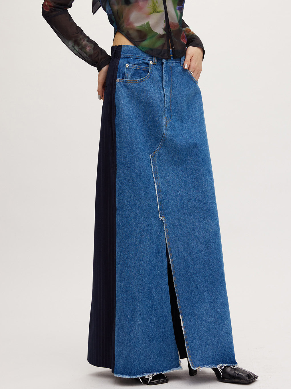 DENIM DOCKING COMBINE SKIRT 