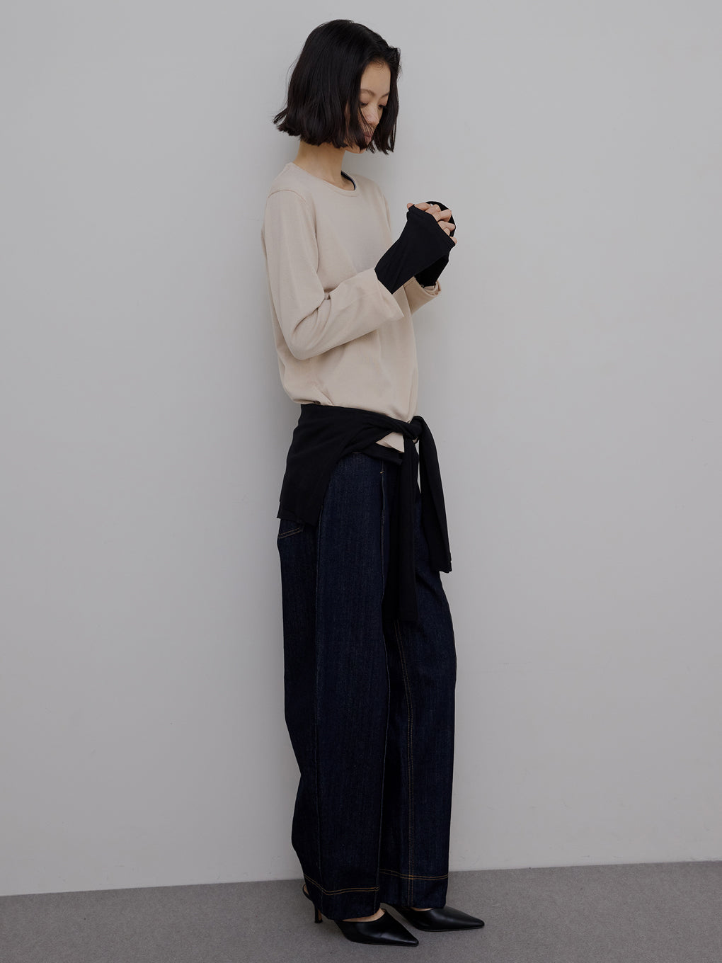 LOW BASIC LONG SLEEVE KNIT TOP