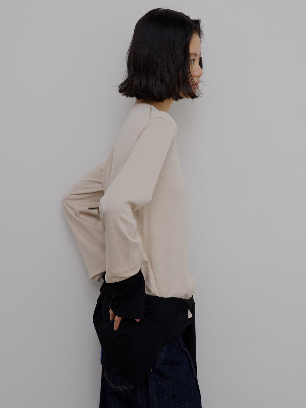 LOW BASIC LONG SLEEVE KNIT TOP