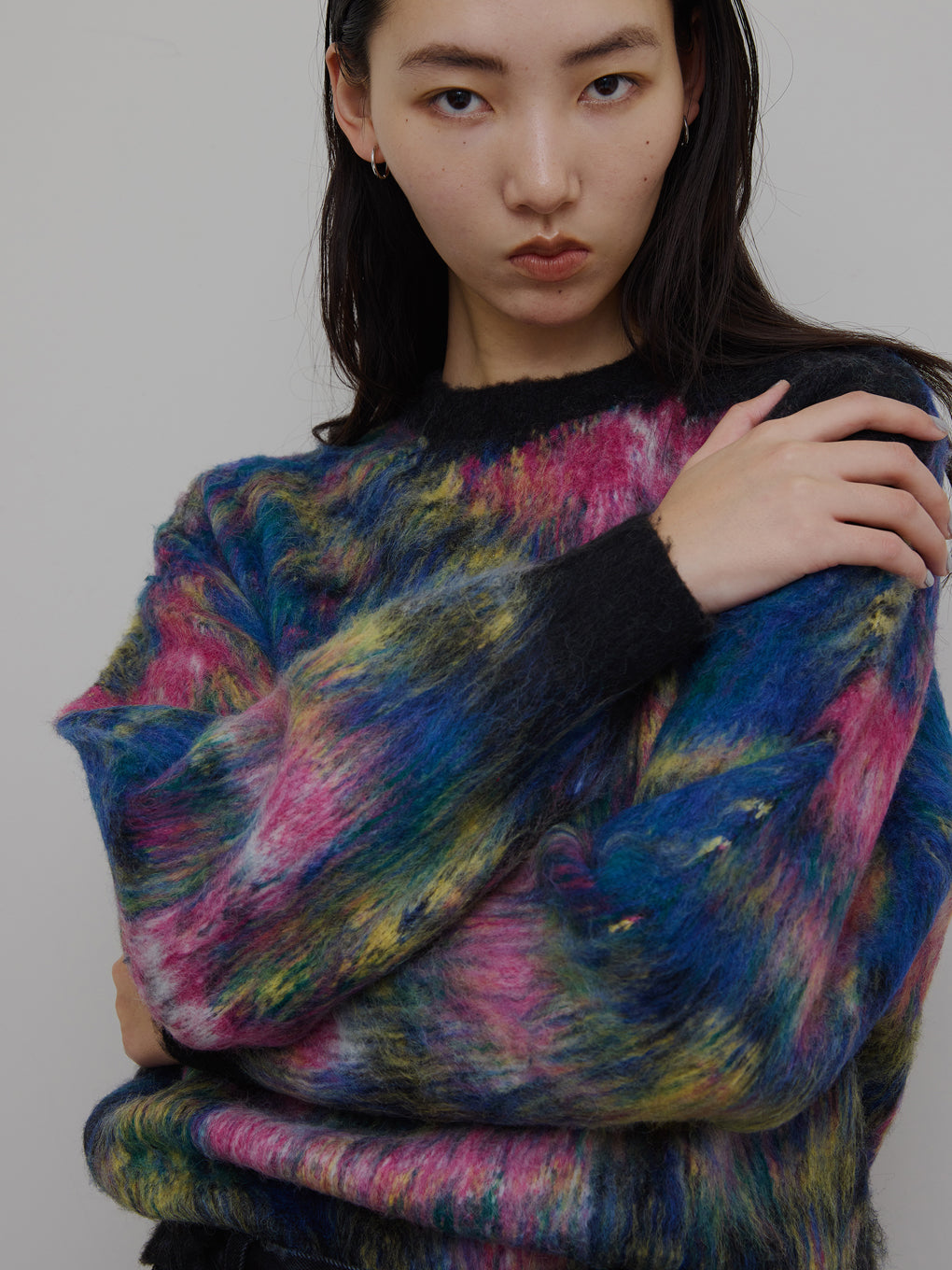 WILTED FLOWER MOHAIR JACQUARD KNIT TOP
