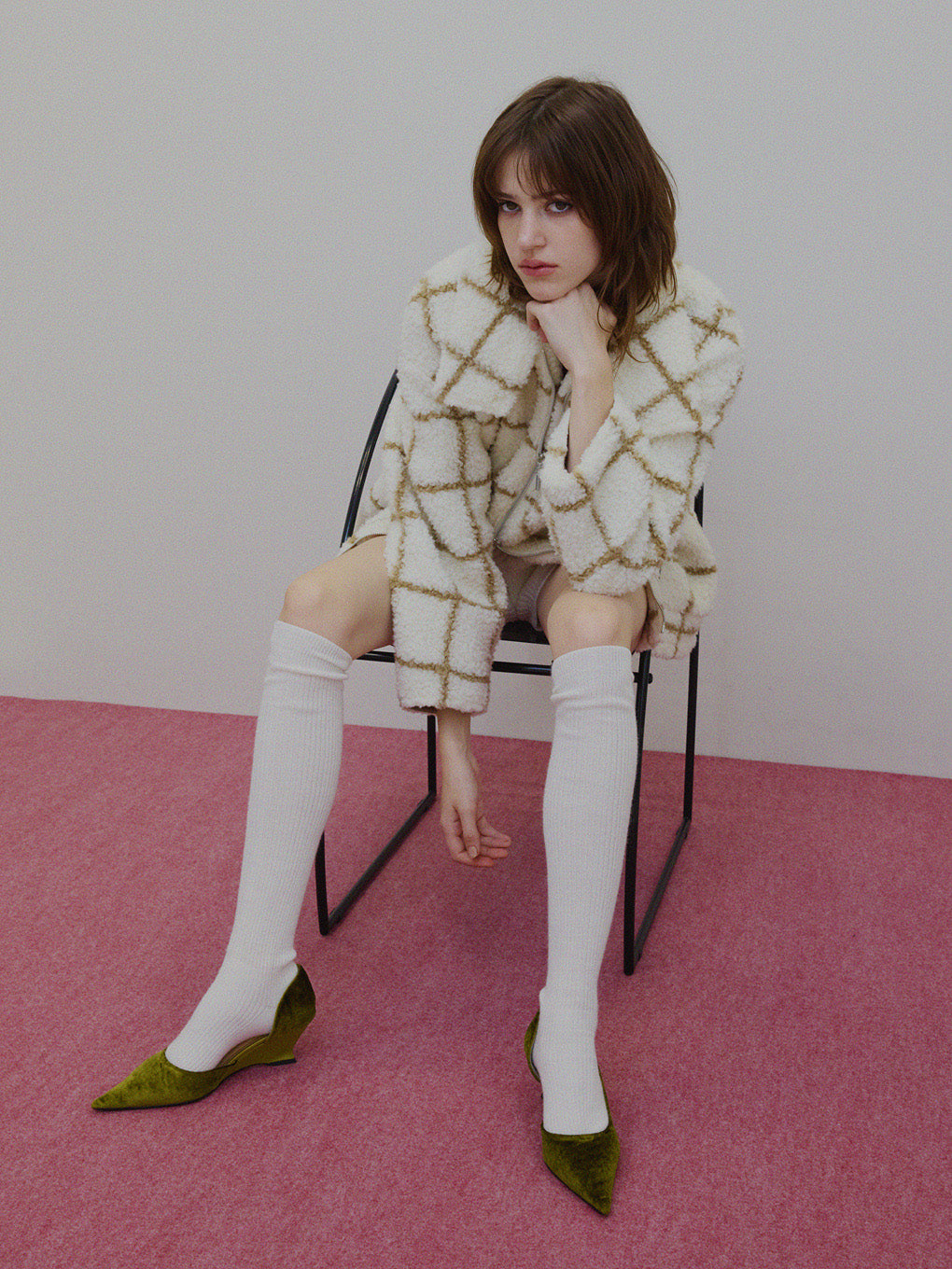 UND WINDOWPANE ZIPUP MIDI COAT