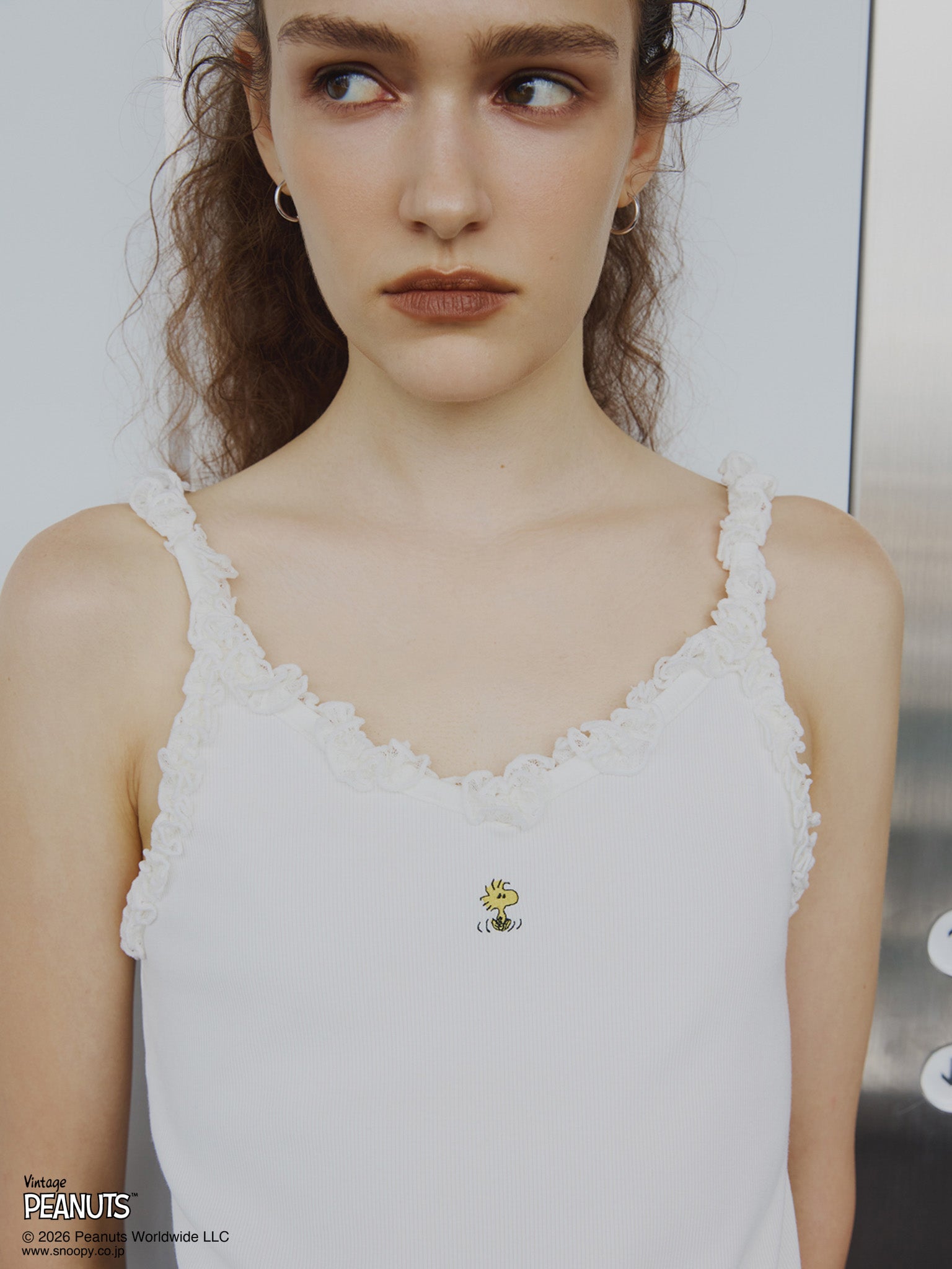 VINTAGE PEANUTS TWIST FRILL RIB CUT CAMI
