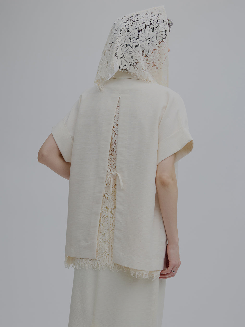 MELANGE LACE VEST LAYERED JACKET