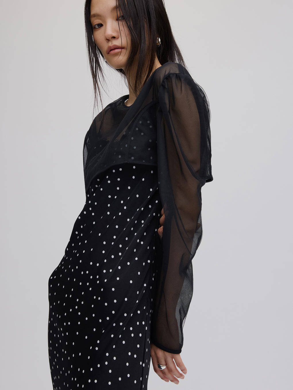 RANDOM DOT SHEER LAYERED DRESS