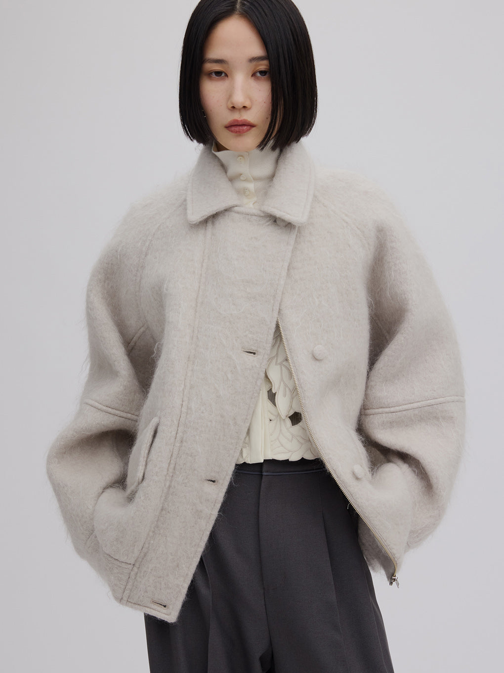 UND MOHAIR SHAGGY FLIGHT JACKET