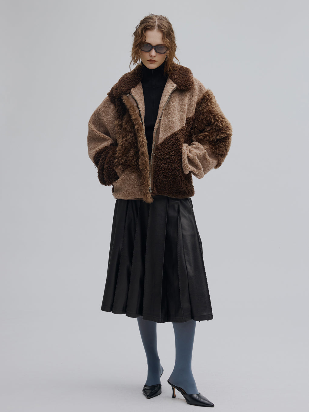 PATCHWORK BOA FUR TEDDY JACKET