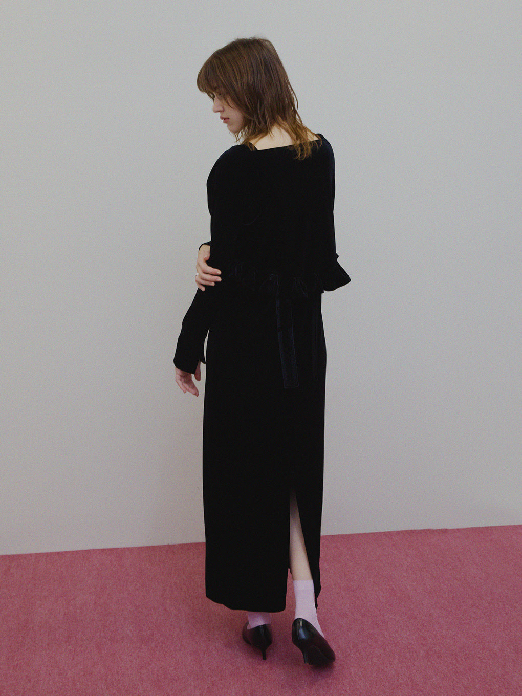 UND OFF SHOULDER VELOUR CARDIGAN SET DRESS