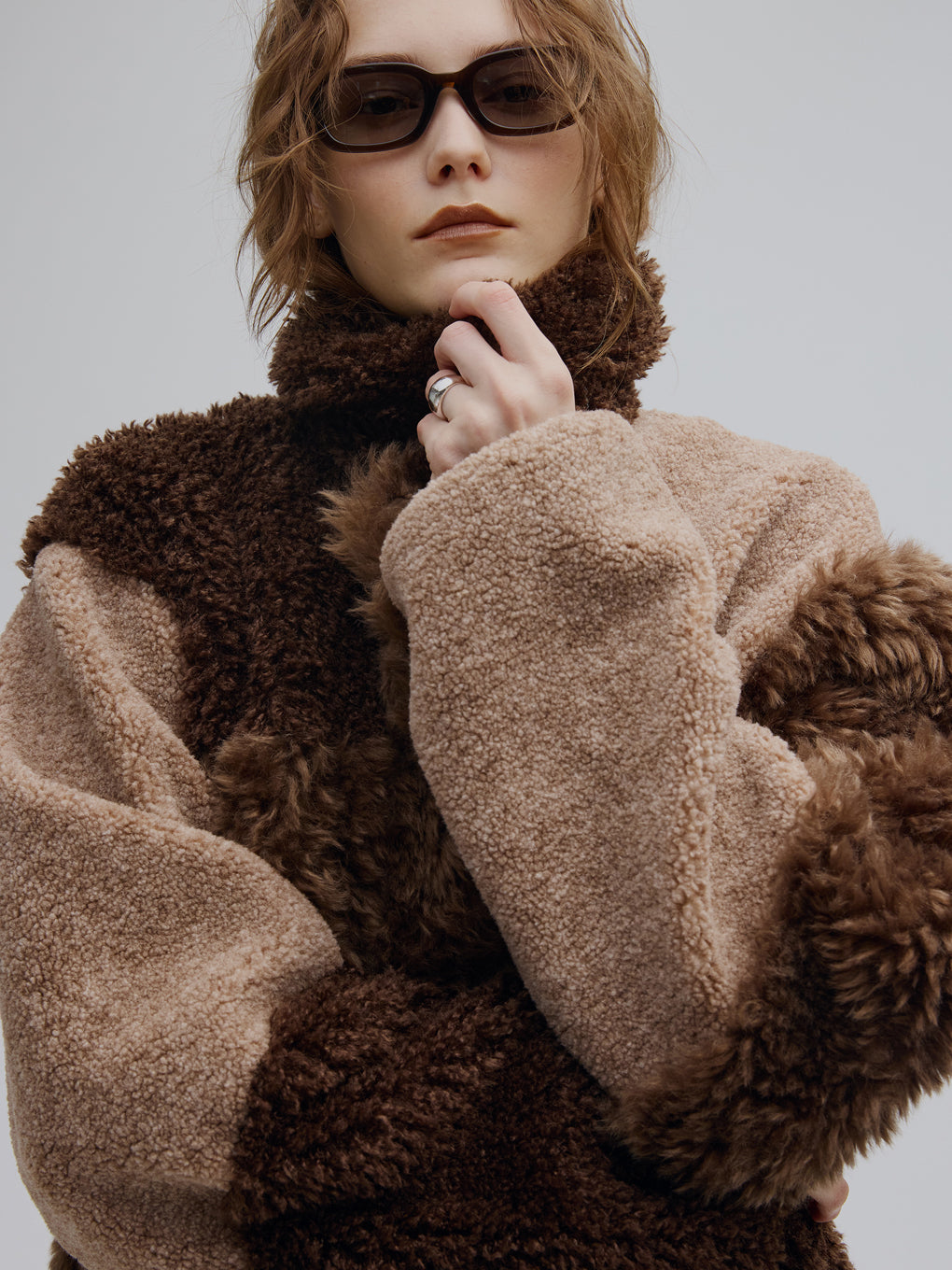 PATCHWORK BOA FUR TEDDY JACKET