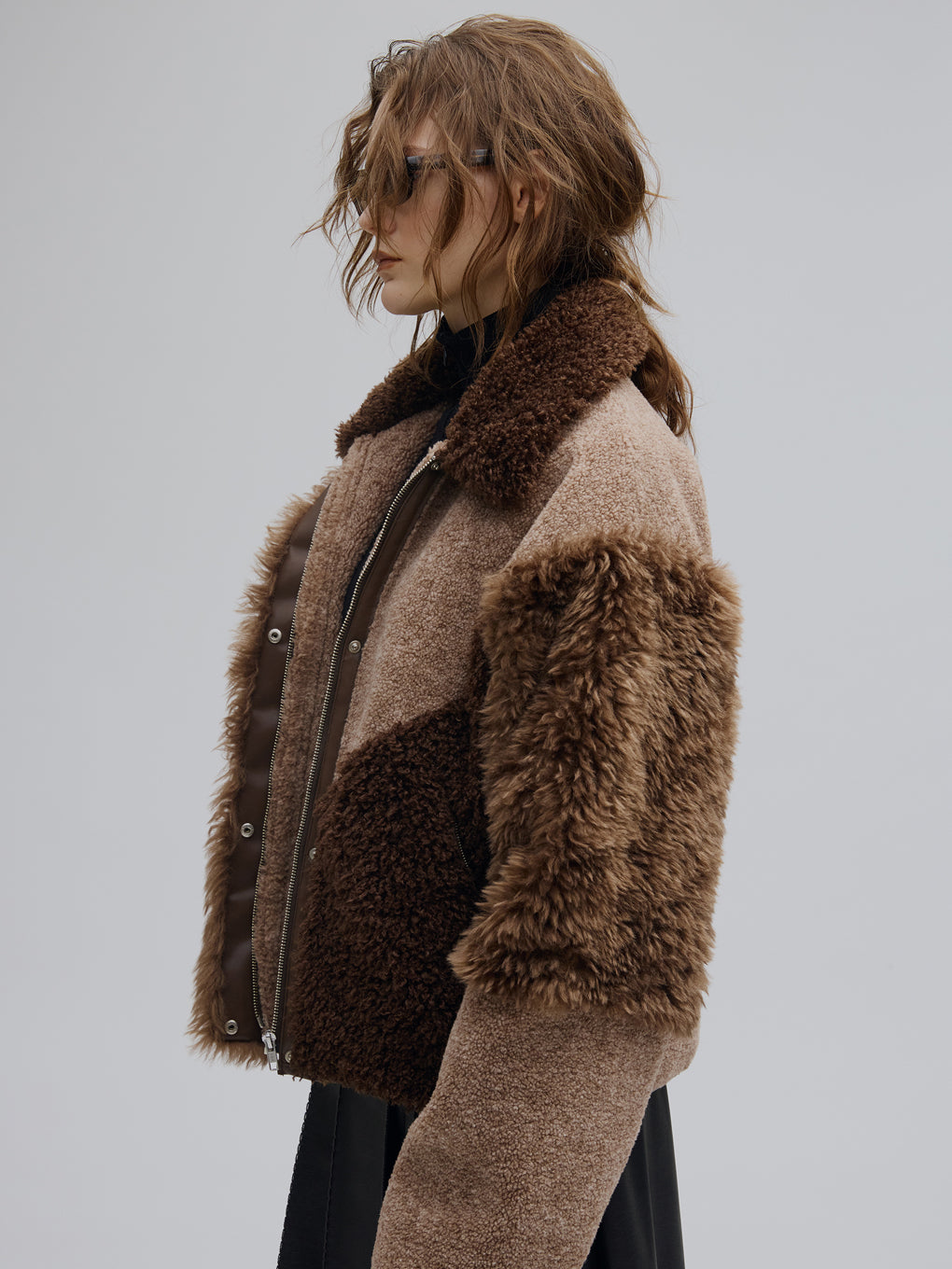 PATCHWORK BOA FUR TEDDY JACKET