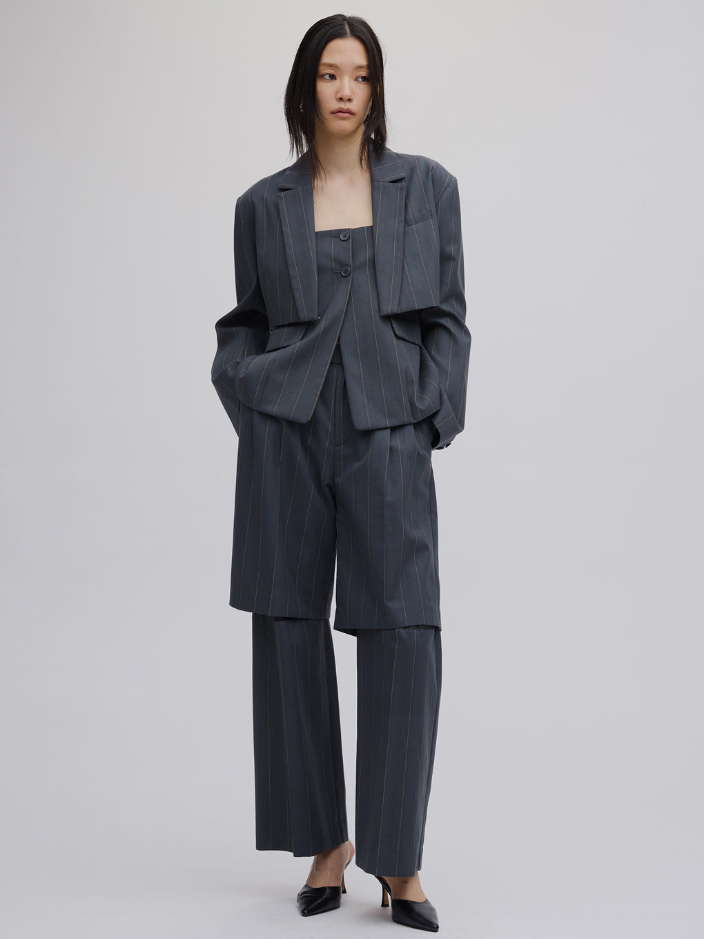 DEFORMATION PINSTRIPE JACKET