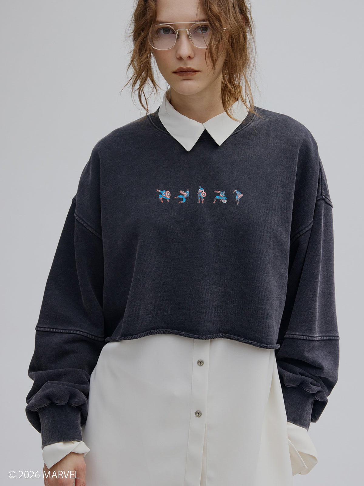 MARVEL COMIC SHORT SWEAT TOP
