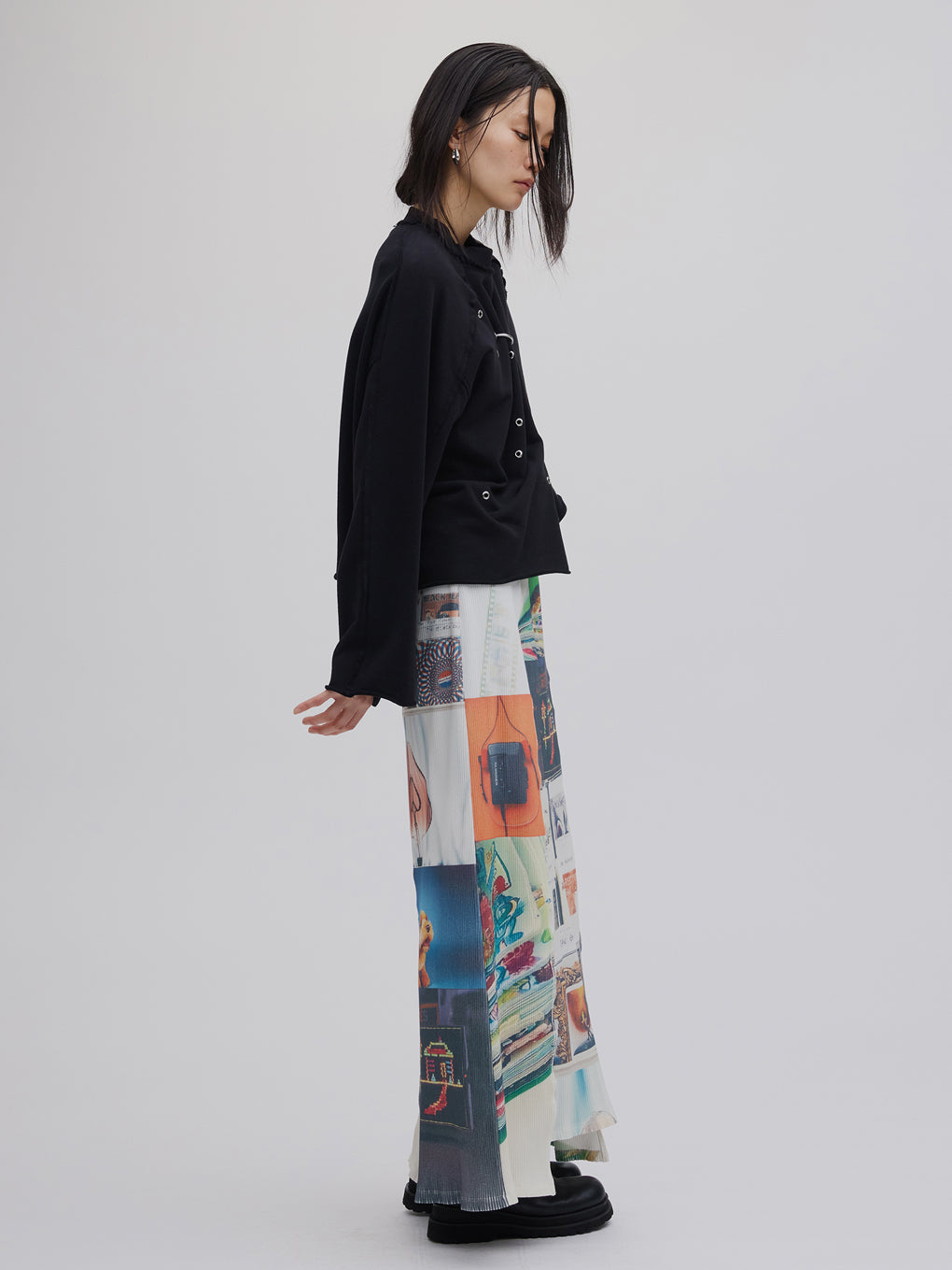 EMOTIONAL COLLAGE RIB SKIRT