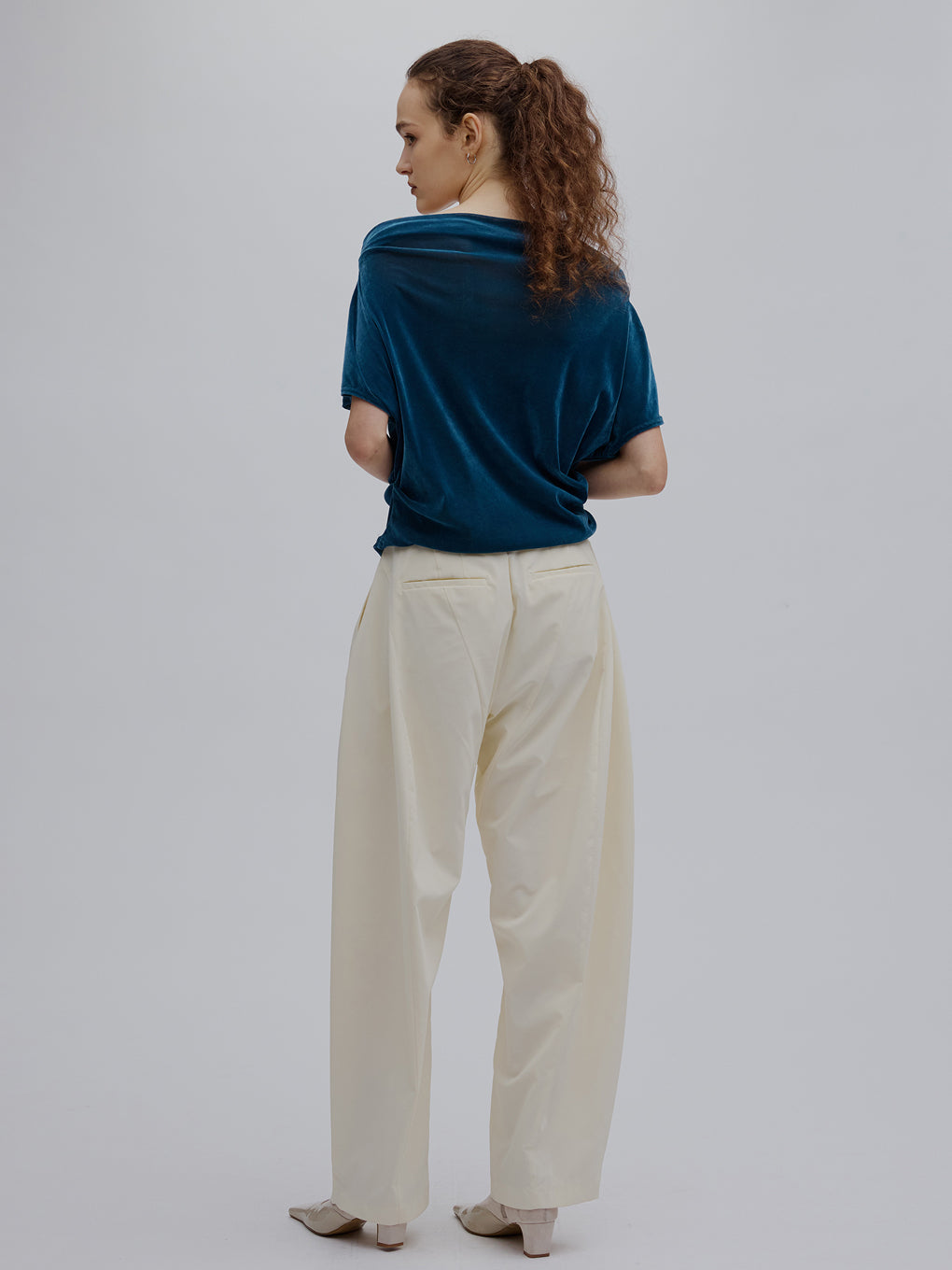 2WAY DRAPE VELOUR TOP