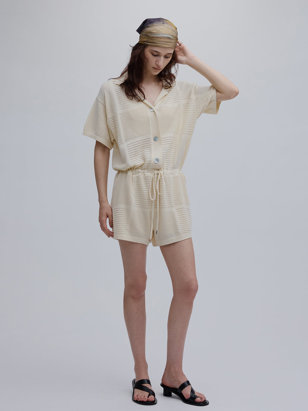 MEDI MESH PATCHWORK KNIT ROMPERS
