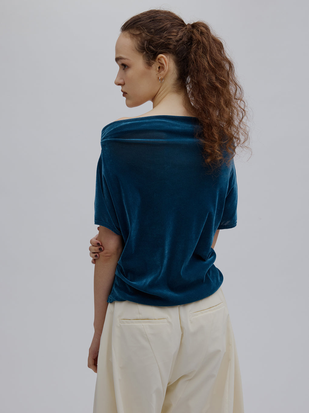 2WAY DRAPE VELOUR TOP
