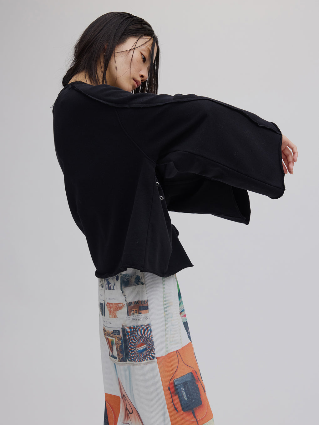 EYELET ARRANGEMENT SWEAT TOP