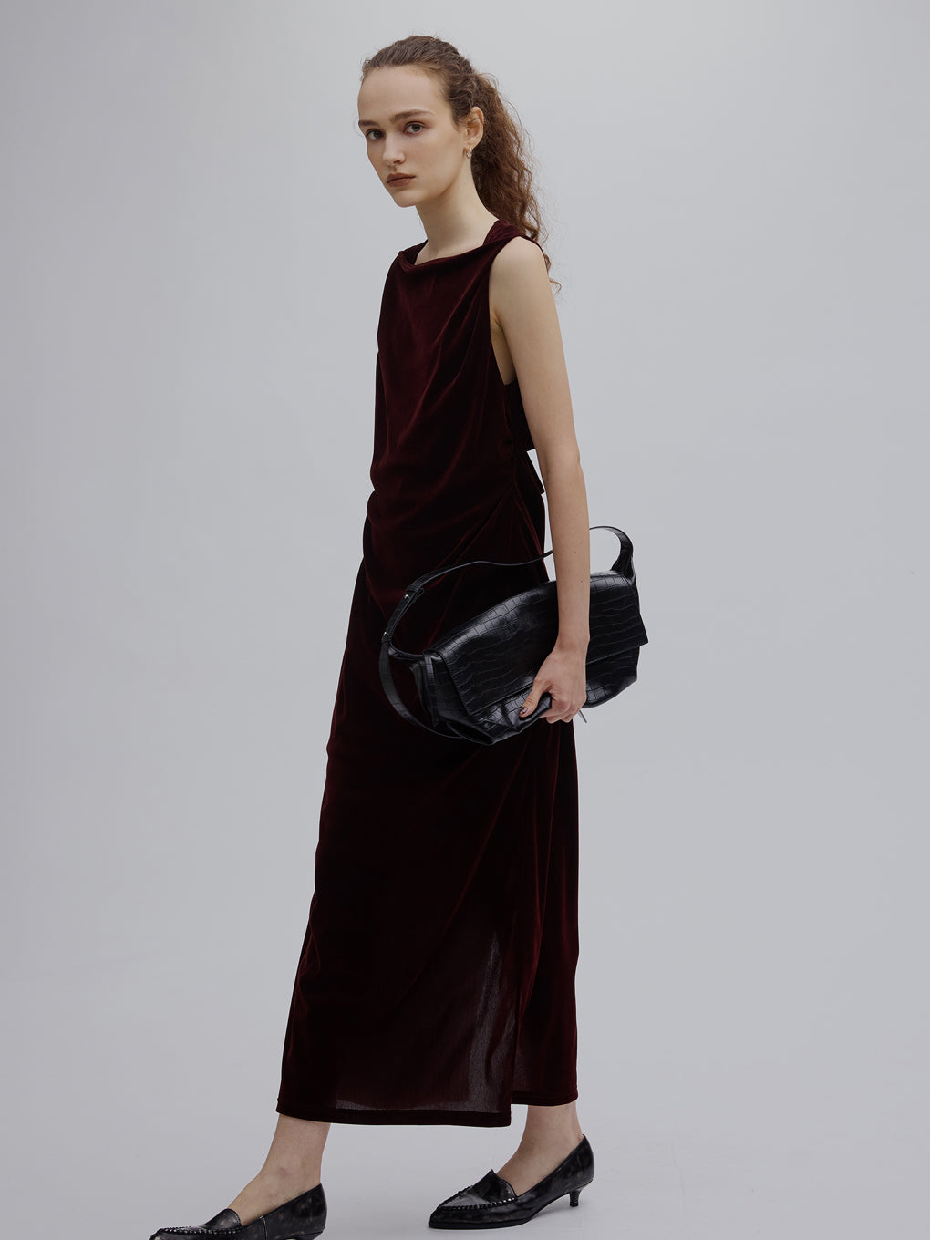 DRAPE CURVE VELOUR DRESS