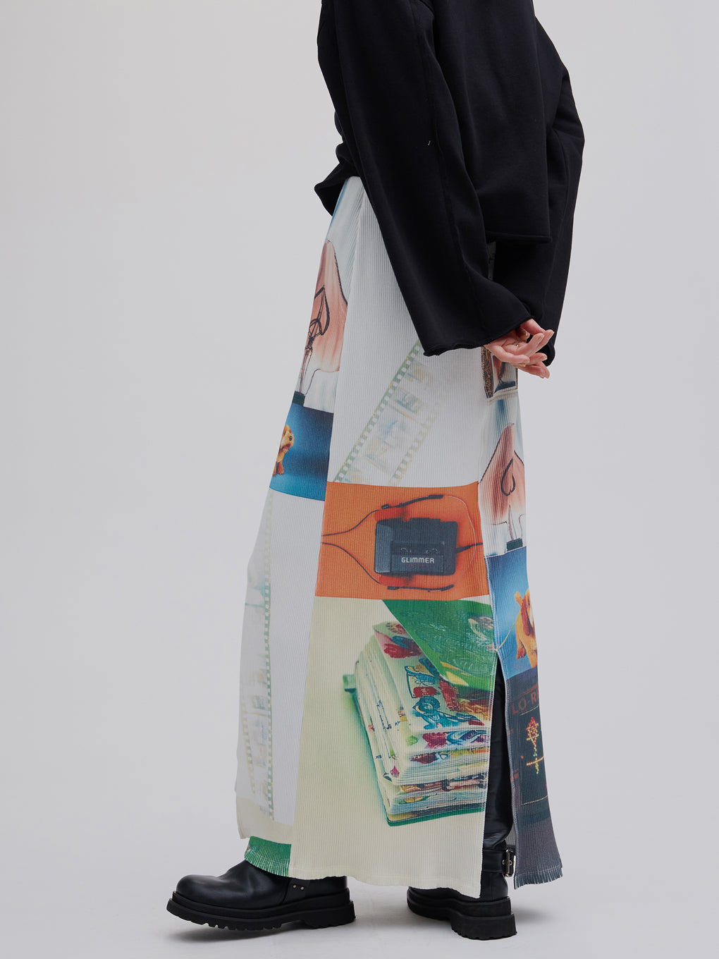 EMOTIONAL COLLAGE RIB SKIRT