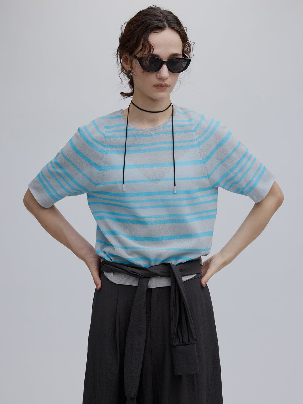REVERSIBLE SHEER BORDER KNIT TOP