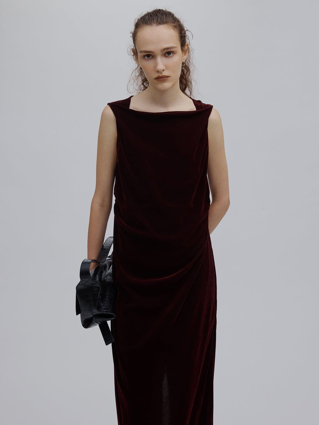 DRAPE CURVE VELOUR DRESS