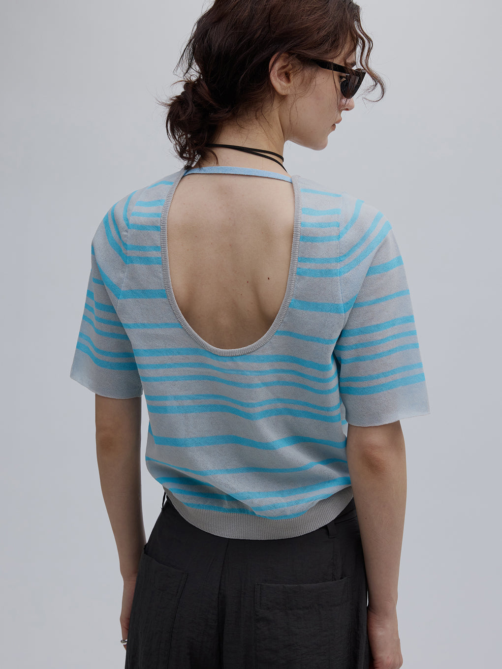 REVERSIBLE SHEER BORDER KNIT TOP