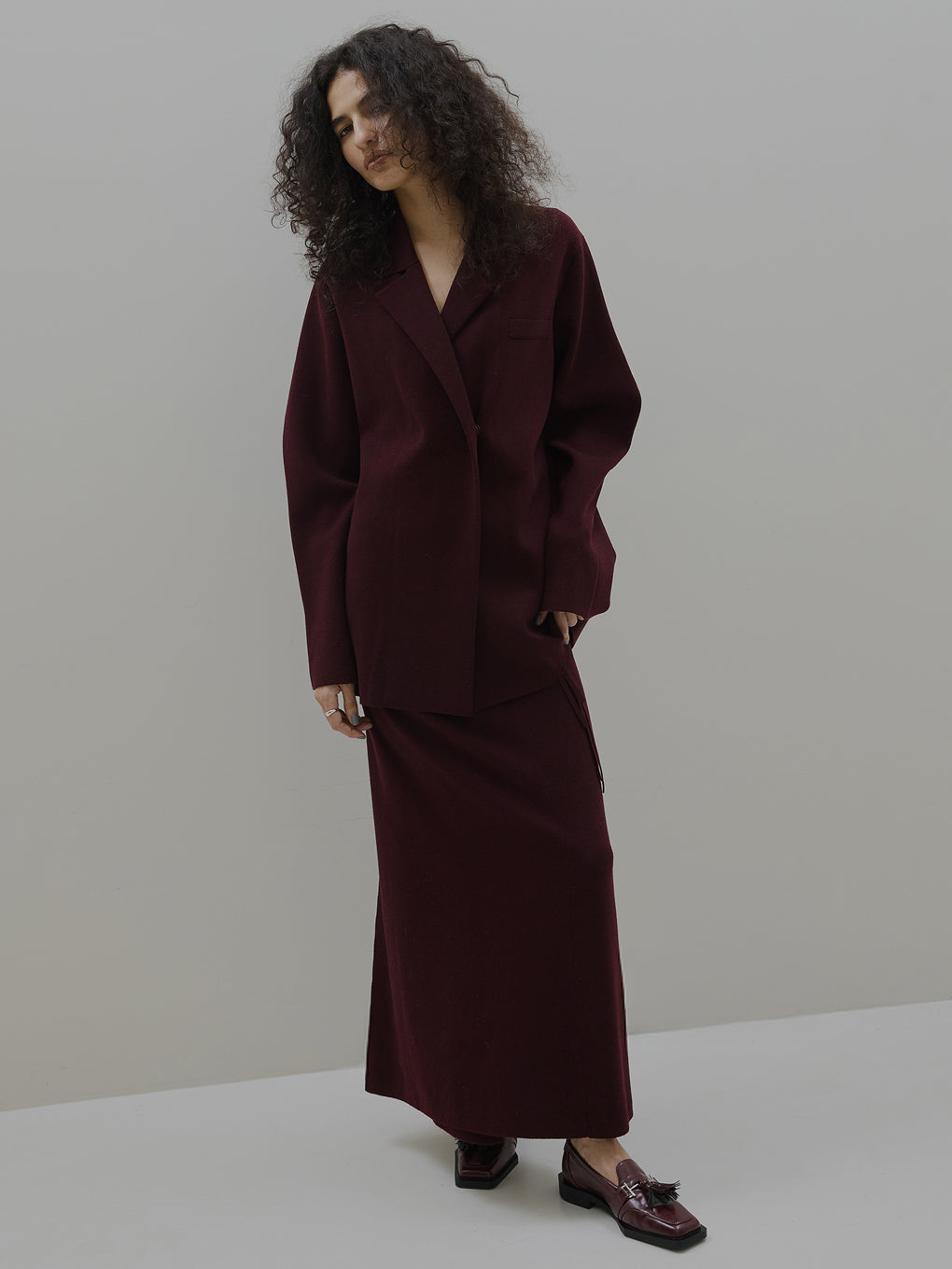 UND JACKET WINDING SKIRT KNIT SET DRESS