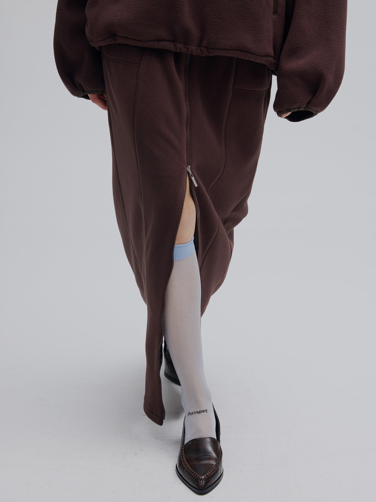 ZIP SLIT FLEECE SKIRT
