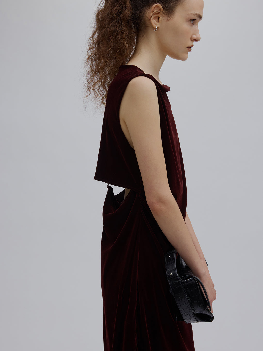 DRAPE CURVE VELOUR DRESS