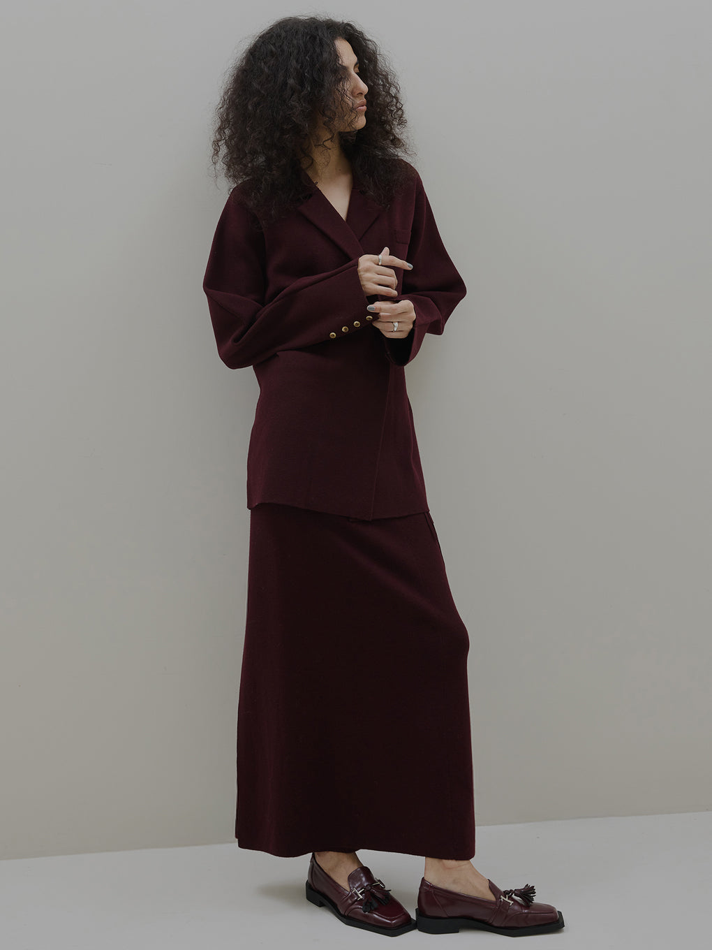 UND JACKET WINDING SKIRT KNIT SET DRESS