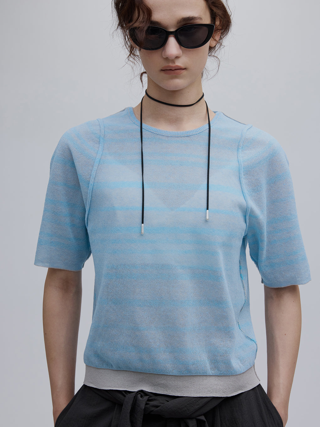 REVERSIBLE SHEER BORDER KNIT TOP