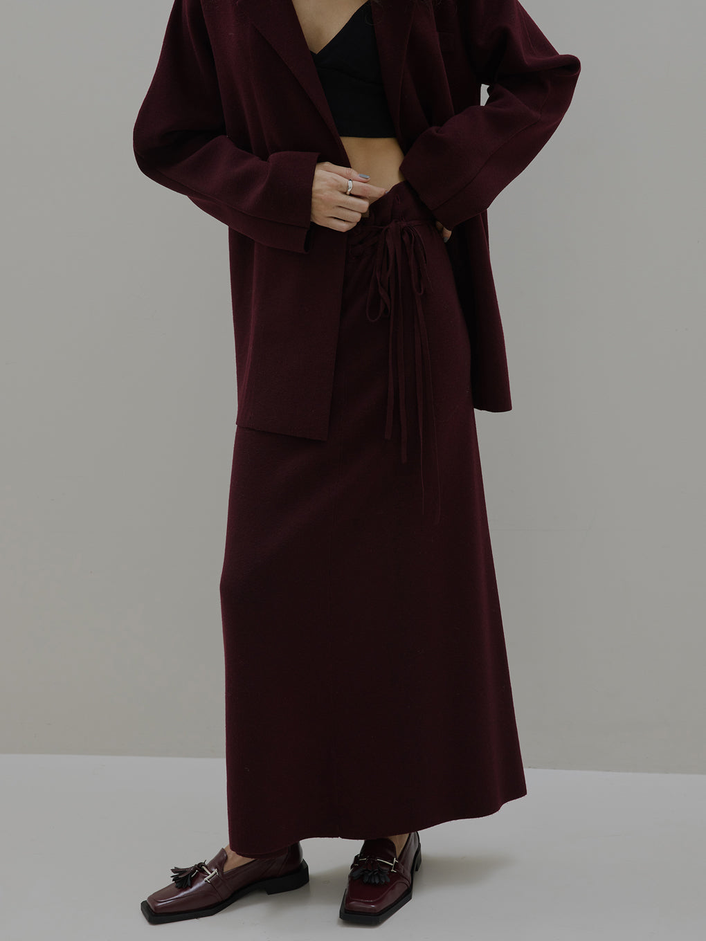 UND JACKET WINDING SKIRT KNIT SET DRESS