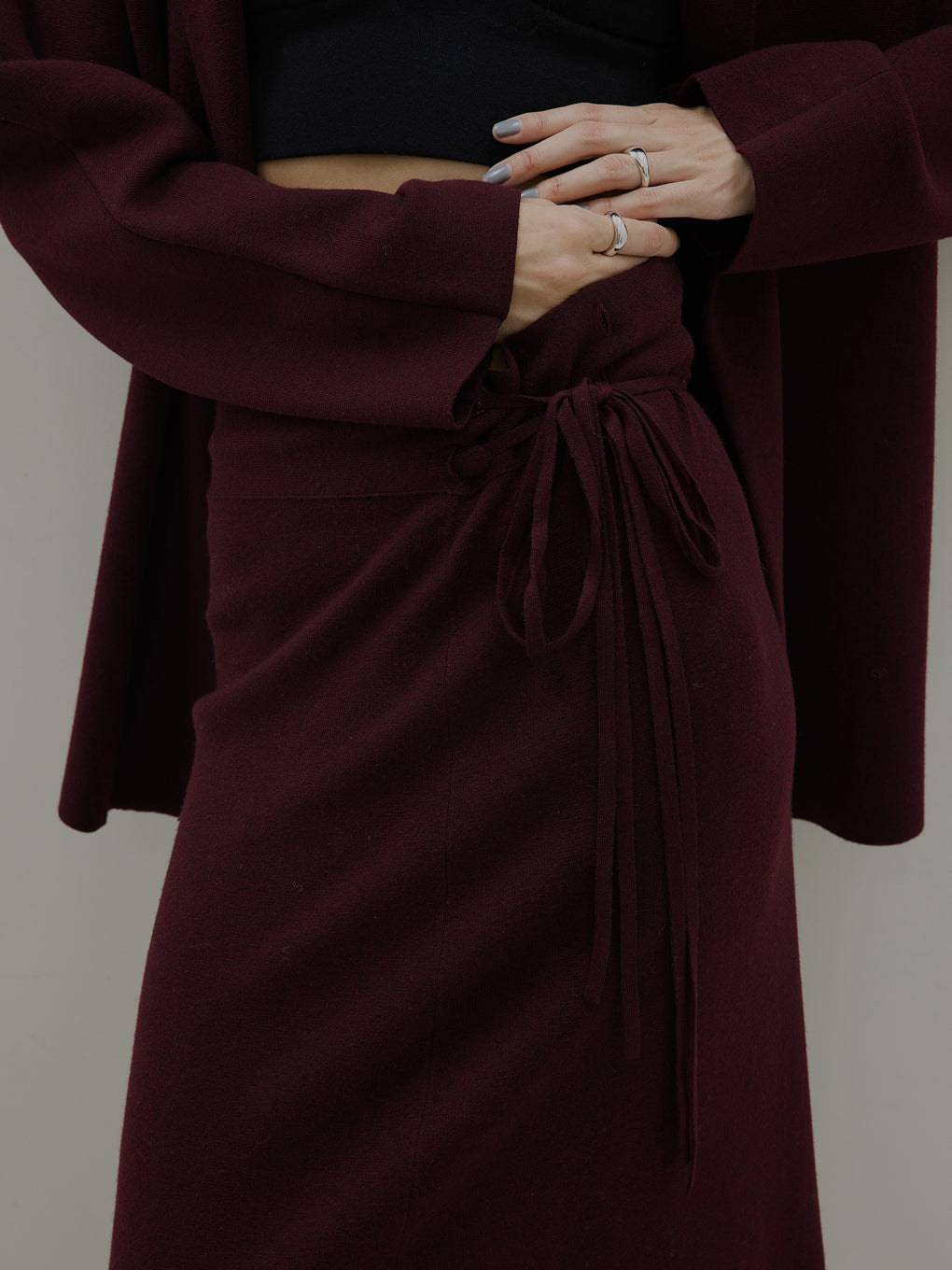 UND JACKET WINDING SKIRT KNIT SET DRESS