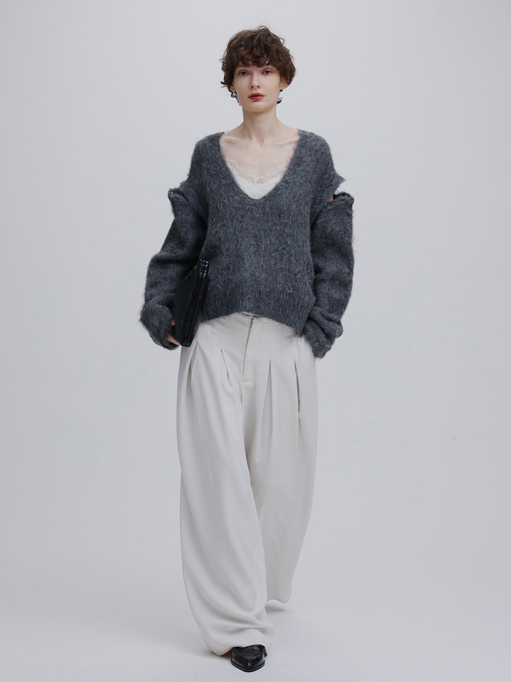 2WAY DEEP VNECK ALPACA KNIT TOP