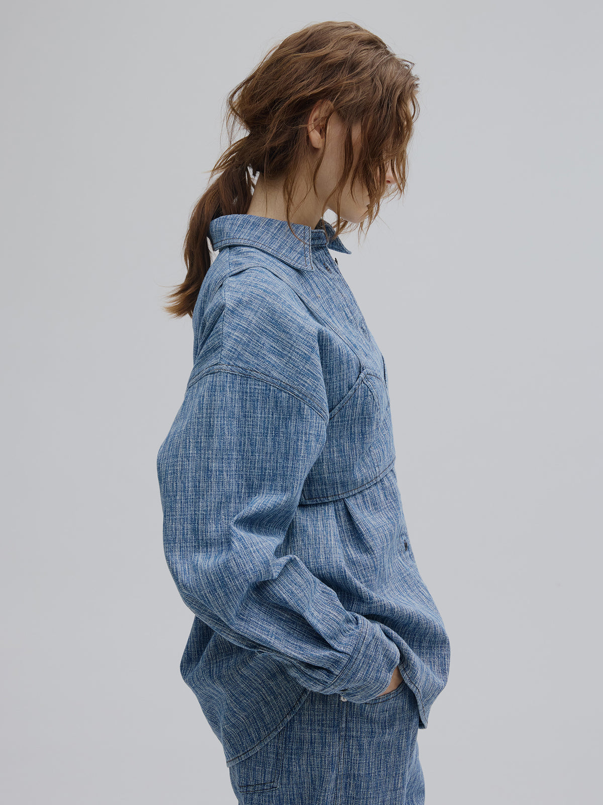 BUSTIER SET OVER DENIM HICKORY SHIRT