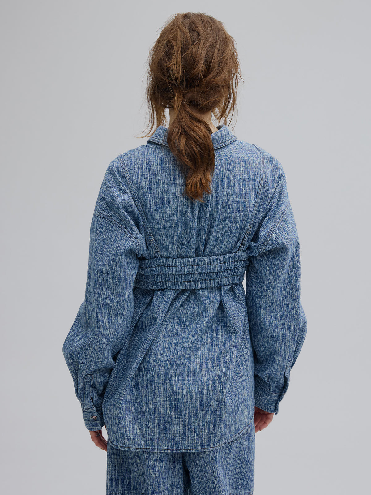 BUSTIER SET OVER DENIM HICKORY SHIRT
