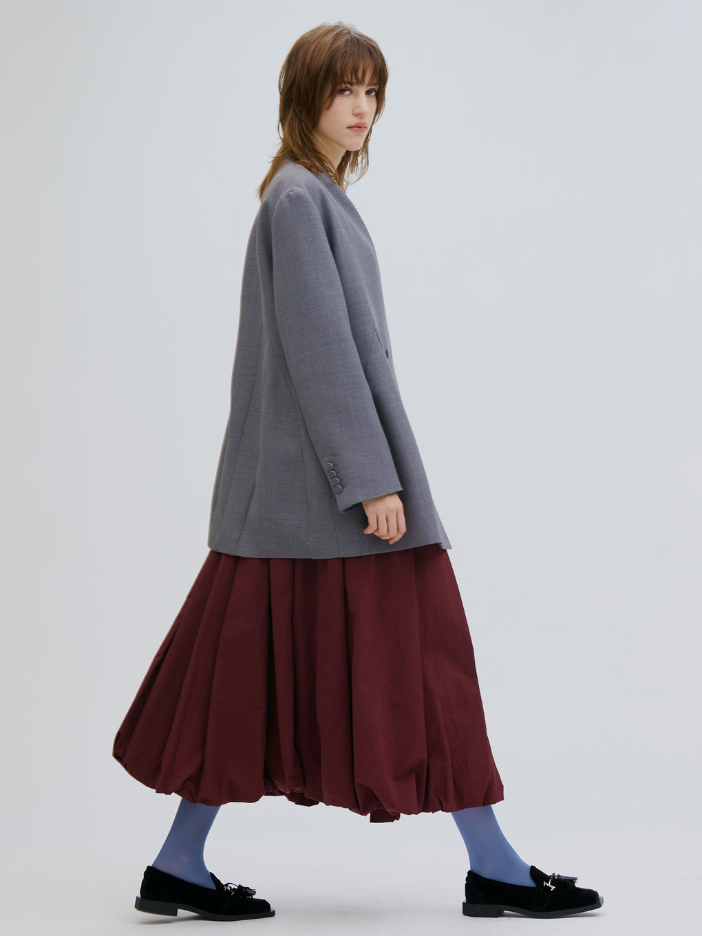 HIGH WAIST BALLOON SLIT SKIRT