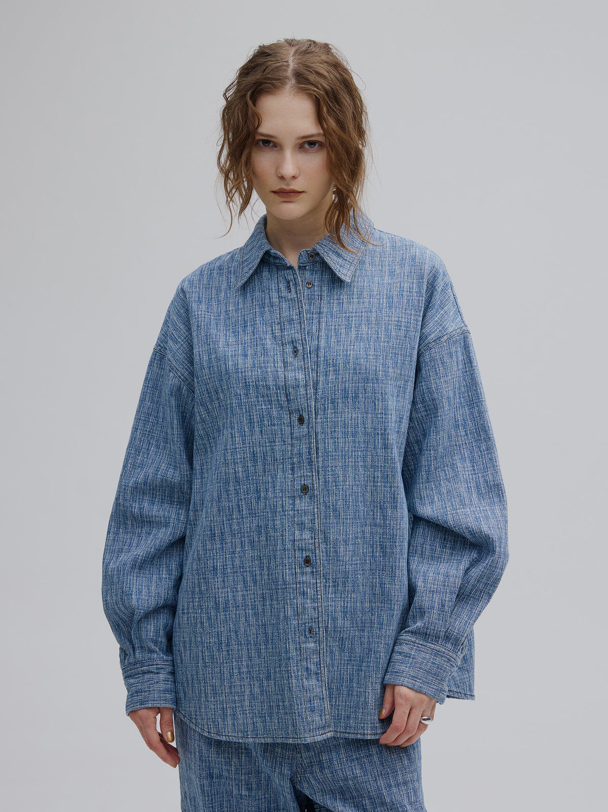 BUSTIER SET OVER DENIM HICKORY SHIRT