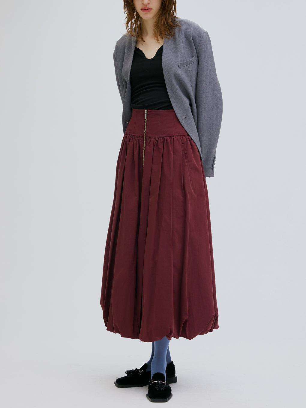 HIGH WAIST BALLOON SLIT SKIRT