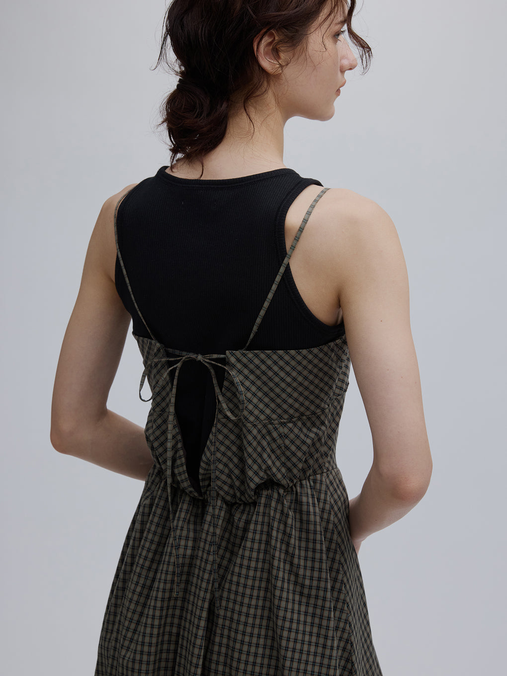 CHECK PATTERN CORSET DOCKING DRESS