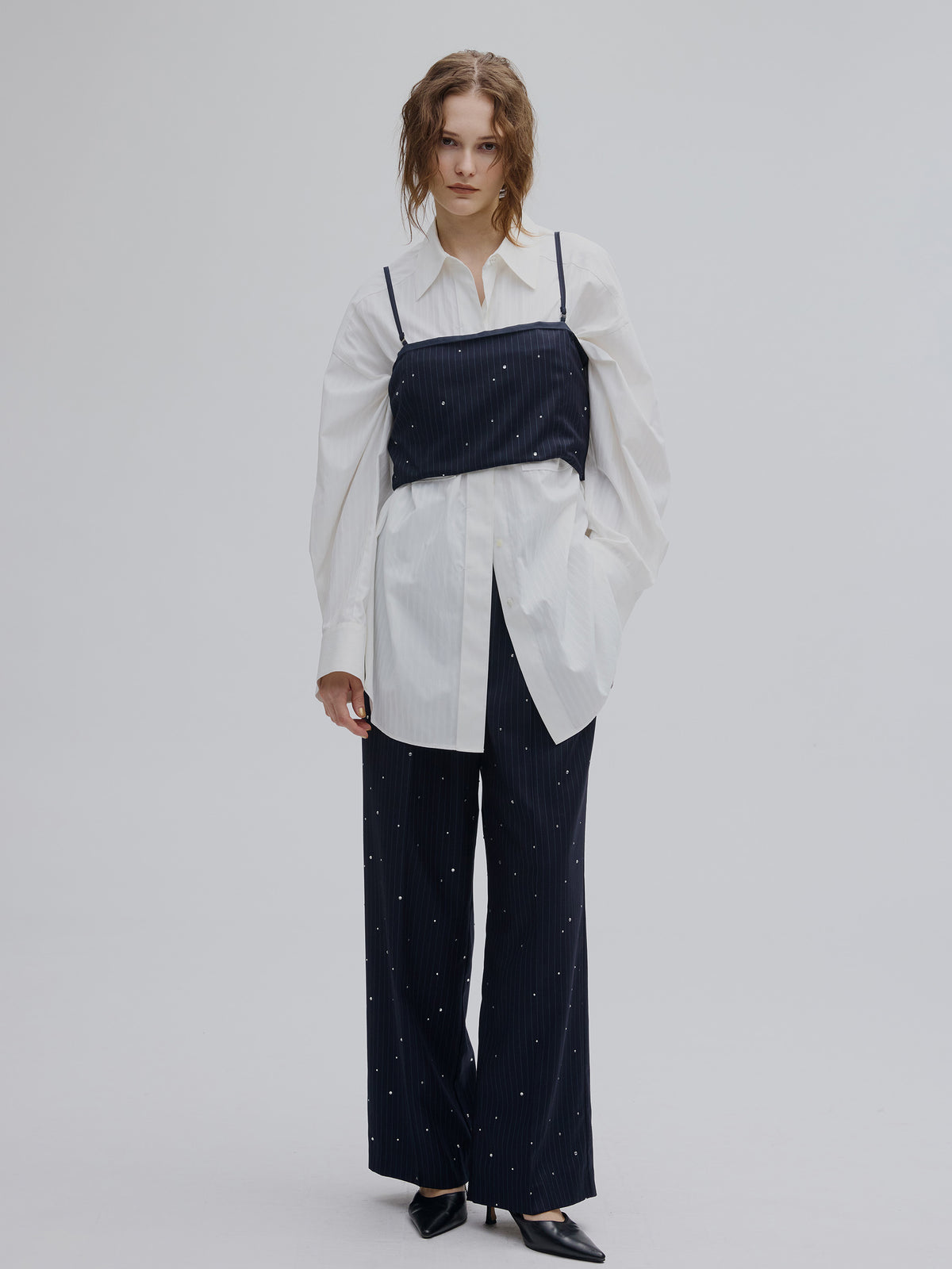 HOTFIX PINSTRIPE BUSTIER SET PANTS