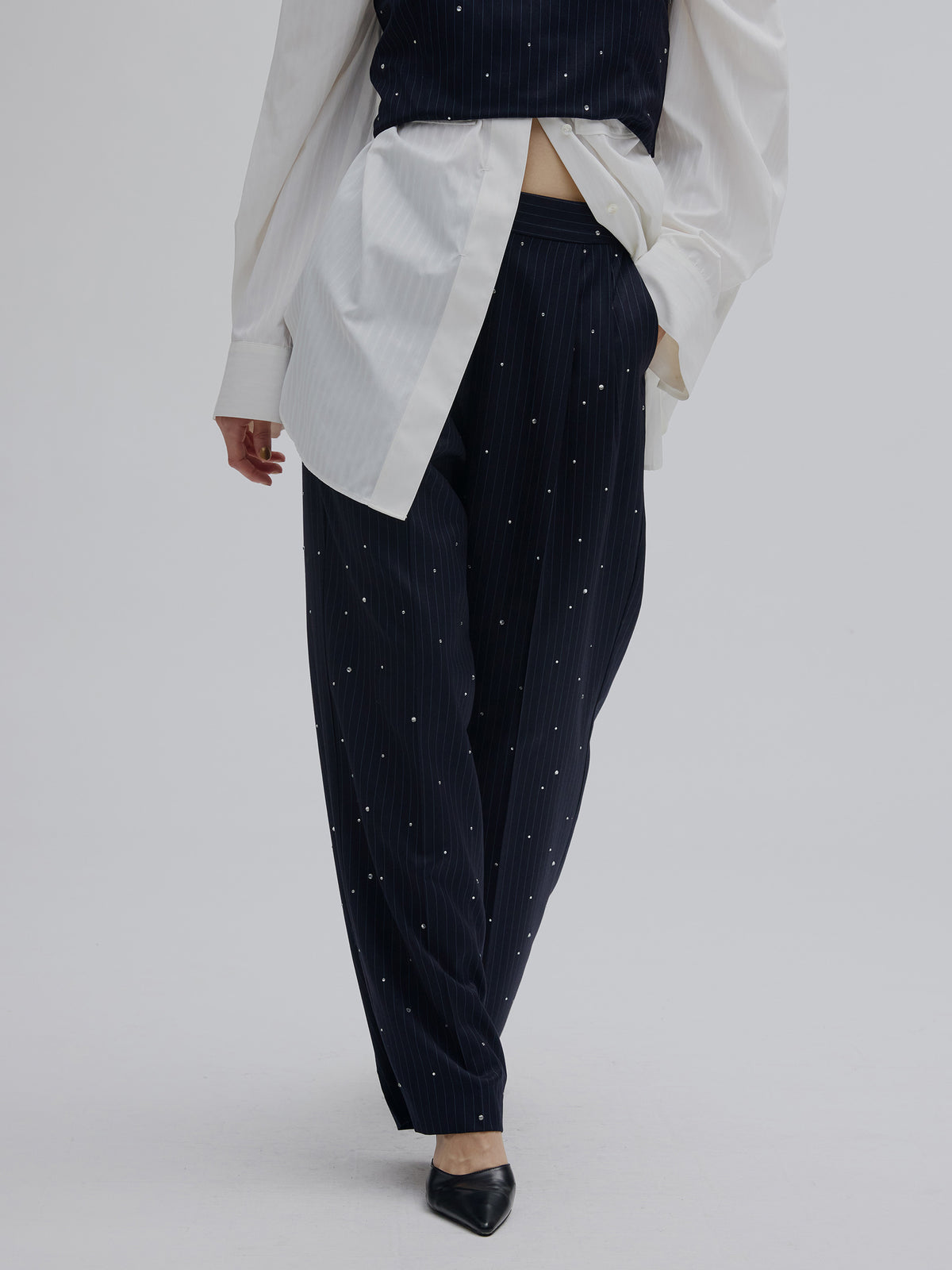 HOTFIX PINSTRIPE BUSTIER SET PANTS
