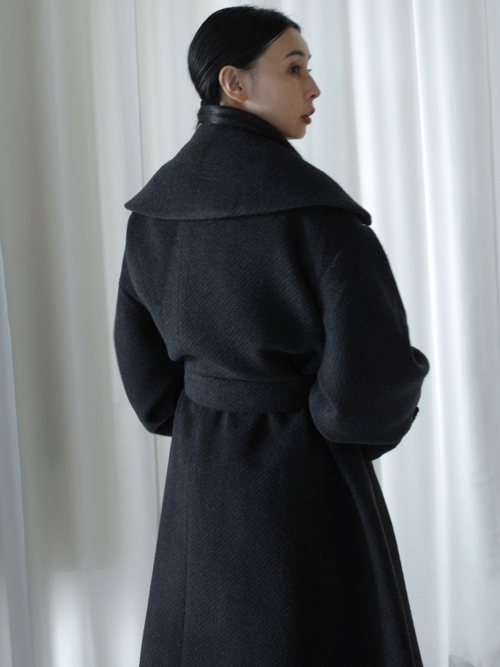 UND BIG ROUND COLLAR WOOL LONG COAT