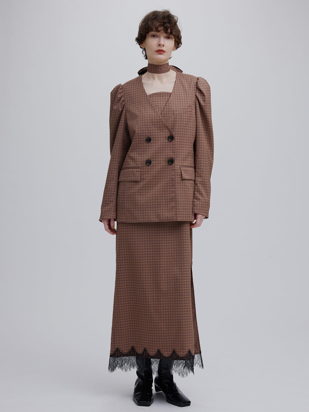 UND JACKET SET CHECK DRESS