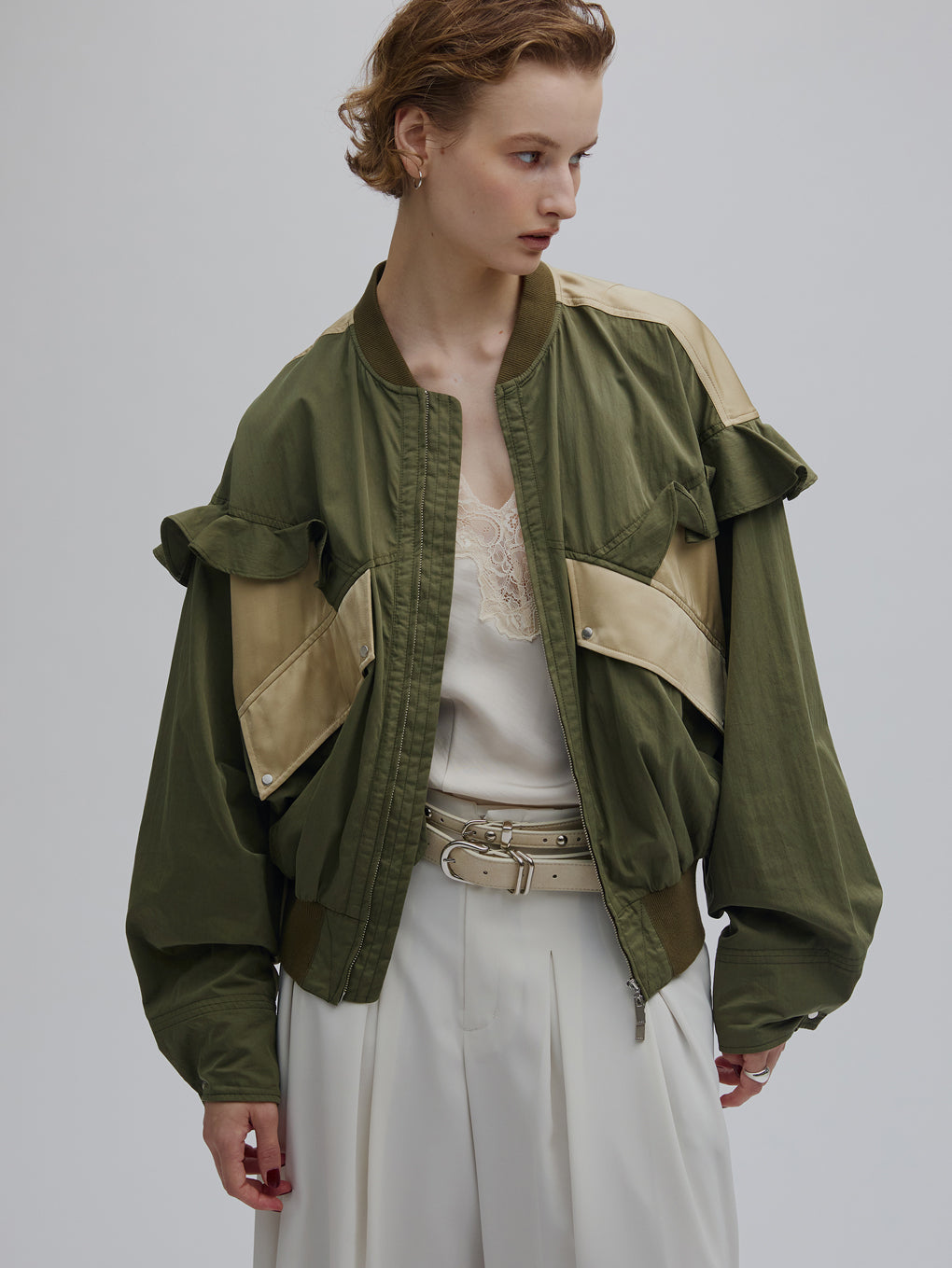 MILITARY NYLON FRILL BLOUSON
