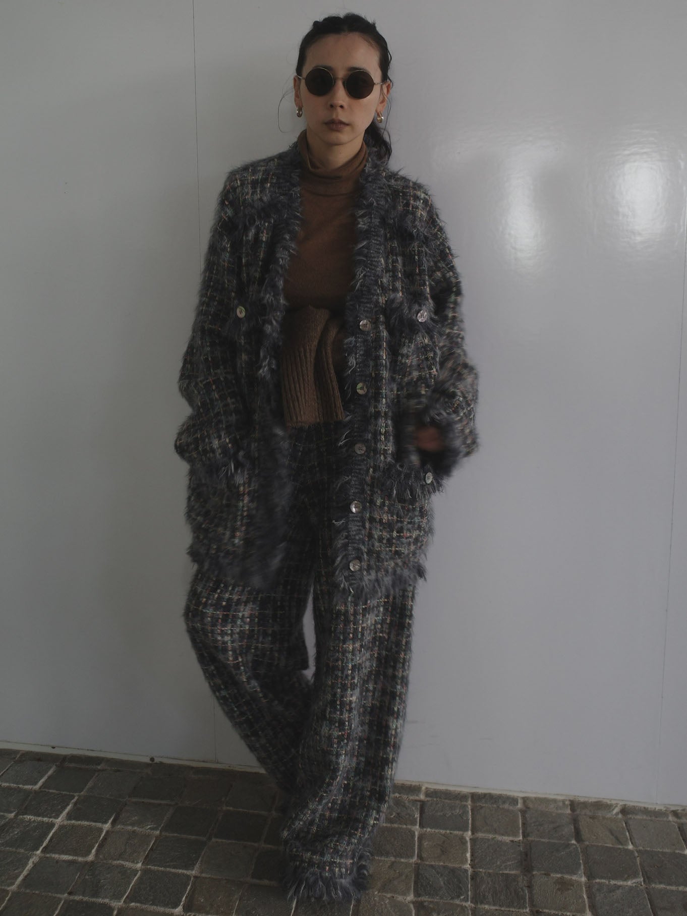 TWEED FRINGE KNIT PANTS