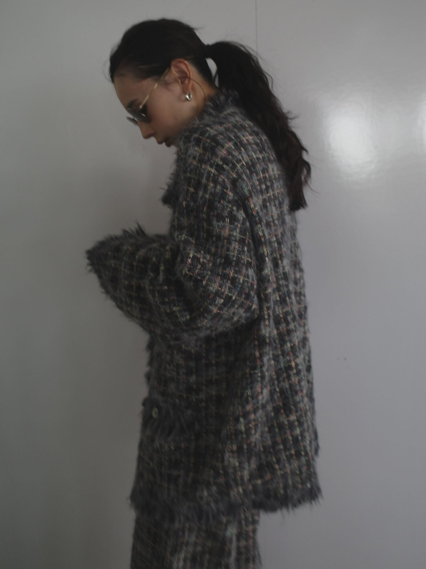 TWEED FRINGE KNIT CARDIGAN