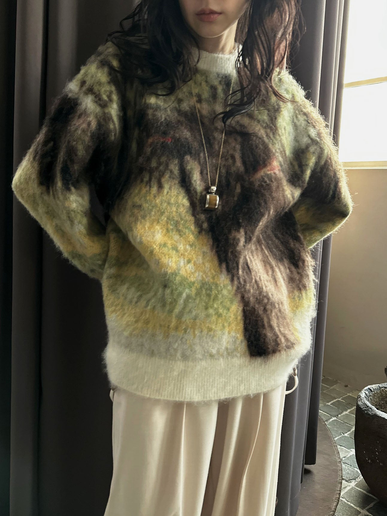 DOG MOHAIR JACQUARD KNIT TOP