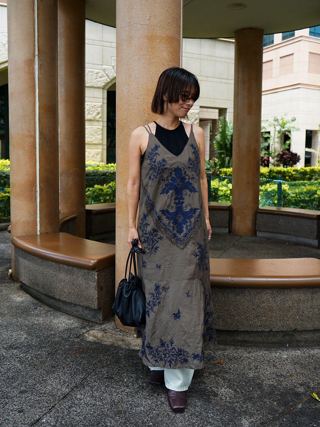 VINTAGE TABLECLOTH EMBROIDERY CAMI DRESS