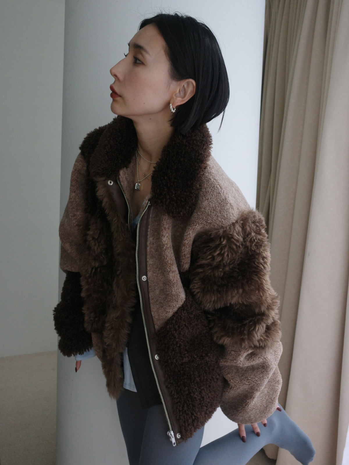 PATCHWORK BOA FUR TEDDY JACKET